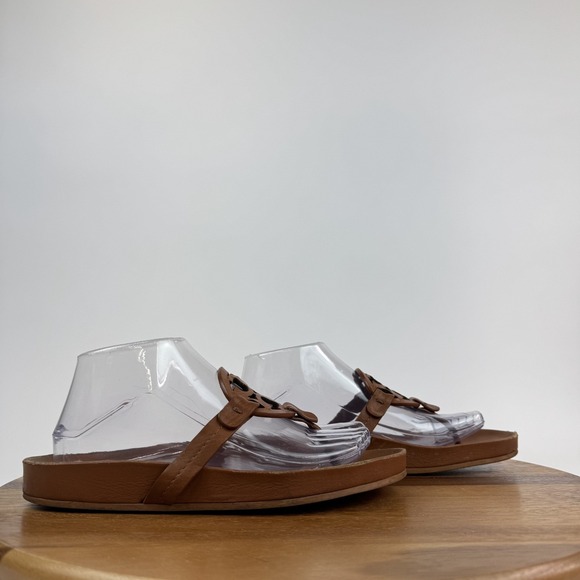 Tory Burch Shoes - Womens Tory Burch‎ Miller Cloud Thong Brown Leather Comfort Sandals Size 8 M GUC